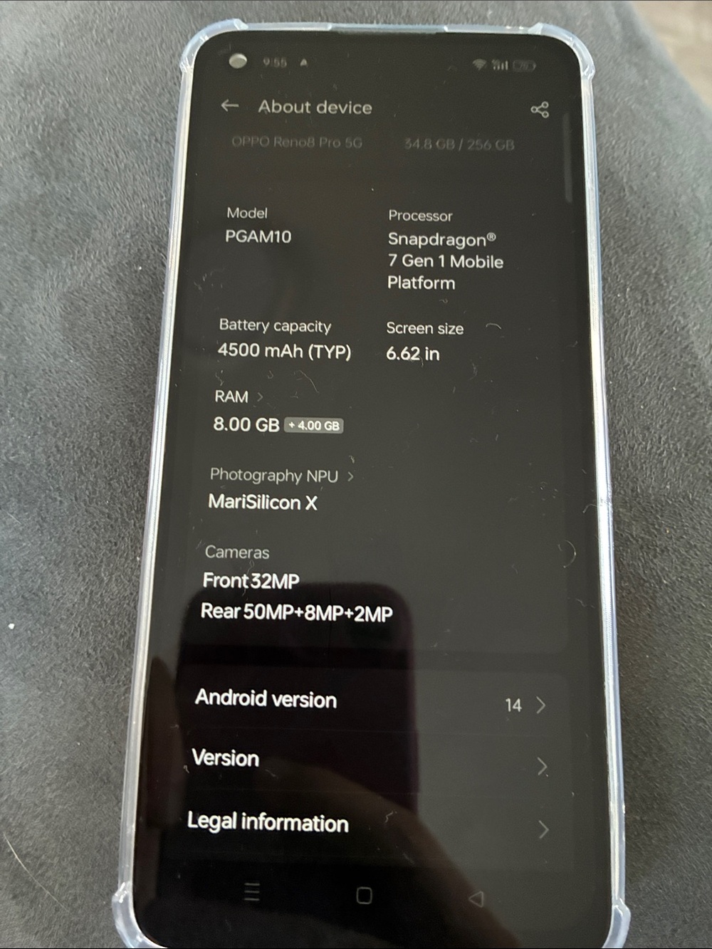 Oppo Reno8 Pro 5G Smartphone - Black with Clear Case